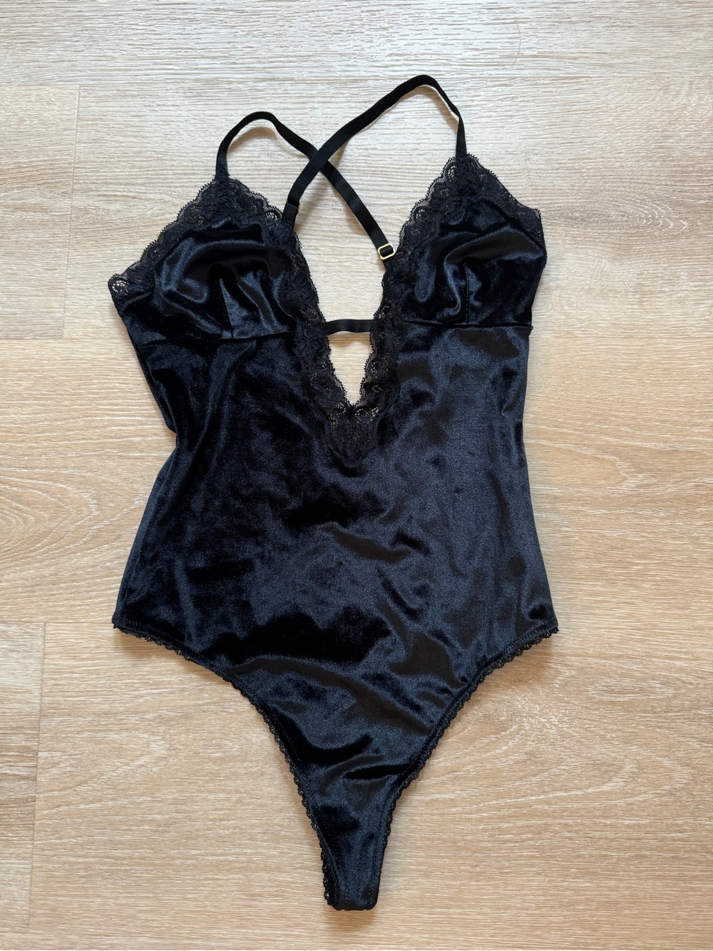 Nasty Gal 2017 Black Velvet Lacy Bodysuit Size Small